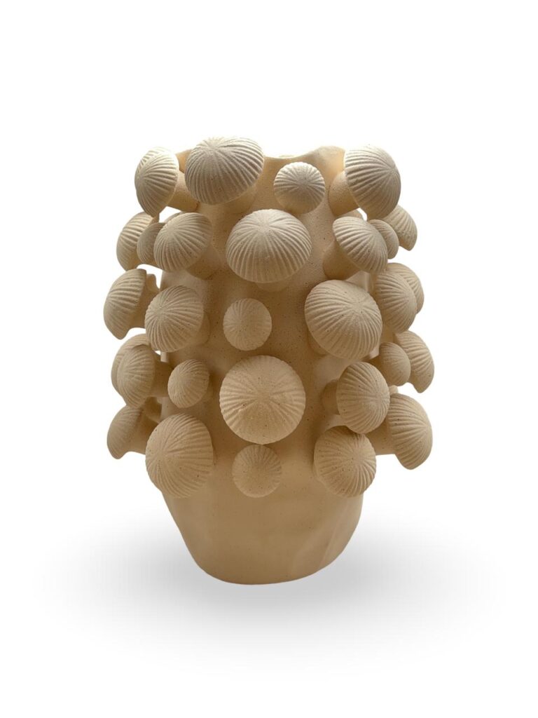 VASO COM CHAMPIGNON DE CERÂMICA CRU